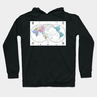 World map wall art 1876 dorm decor mappemonde from french school Art Print Hoodie